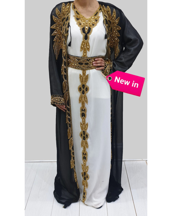 Saadat Black And Gold Moroccan Kaftan
