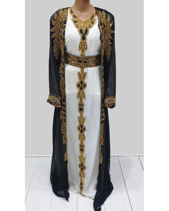 Saadat Black And Gold Moroccan Kaftan