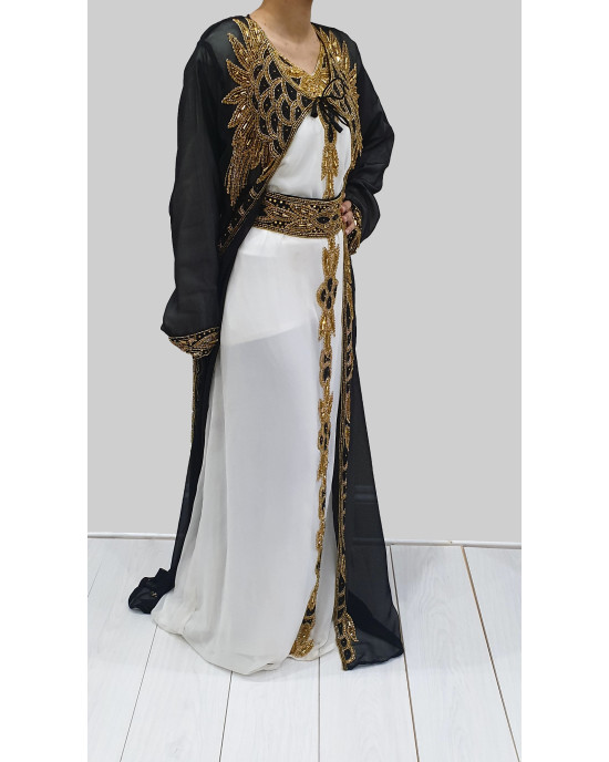 Saadat Black And Gold Moroccan Kaftan