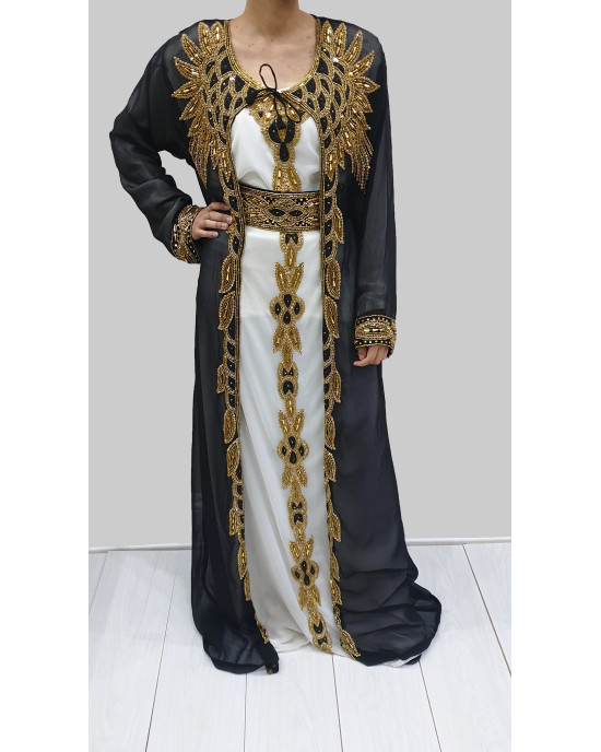 Saadat Black And Gold Moroccan Kaftan