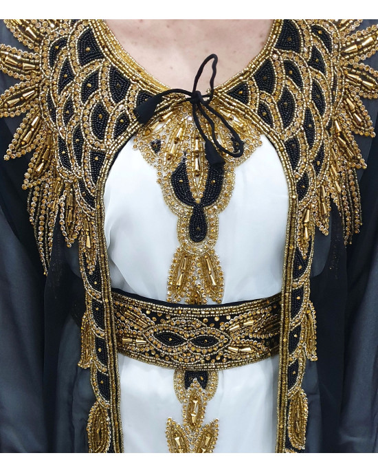 Saadat Black And Gold Moroccan Kaftan