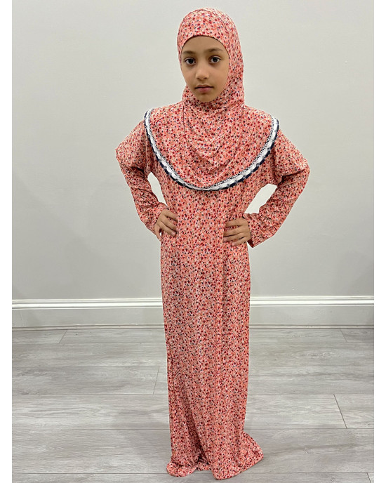 Amani's Little Girl Coral One Piece Slip On Prayer Dress