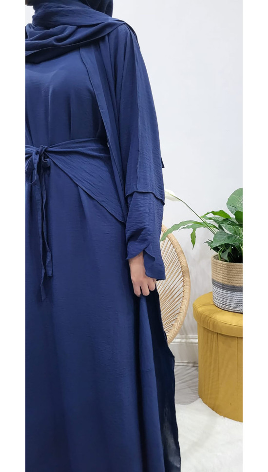 Amani's Three Piece Open Abaya - Navy Blue