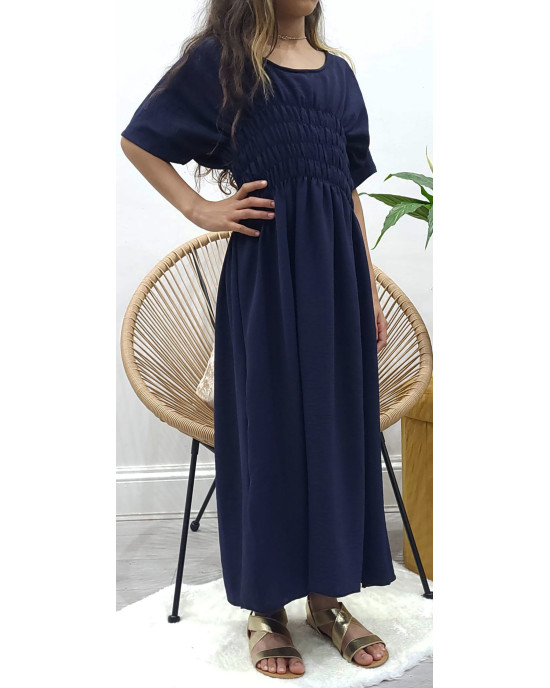 Kids Two-Piece Navy Blue Jacket Style Abaya With Belt