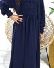 Kids Two-Piece Navy Blue Jacket Style Abaya With Belt