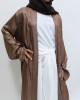 Girls Open Jacket Abaya Set - Chocolate
