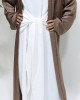 Girls Open Jacket Abaya Set - Chocolate