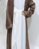 Girls Open Jacket Abaya Set - Chocolate