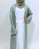 Girls Open Jacket Abaya Set - Sage Green