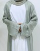 Girls Open Jacket Abaya Set - Sage Green