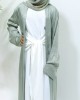 Girls Open Jacket Abaya Set - Sage Green