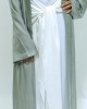 Girls Open Jacket Abaya Set - Sage Green