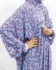 One Piece Lace Trim Floral Islamic Prayer Dress With Attached Hijab - Light Blue