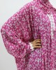 One Piece Lace Trim Floral Islamic Prayer Dress With Attached Hijab - Pink Candy