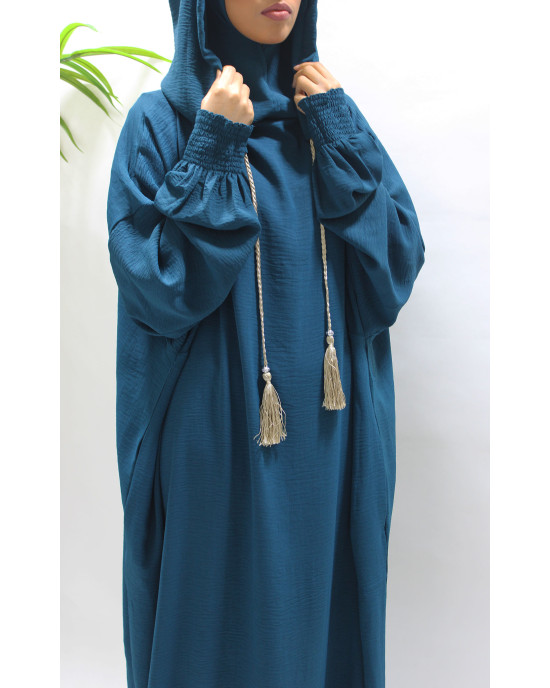 Double Hooded Prayer Abaya With Pockets - Teal