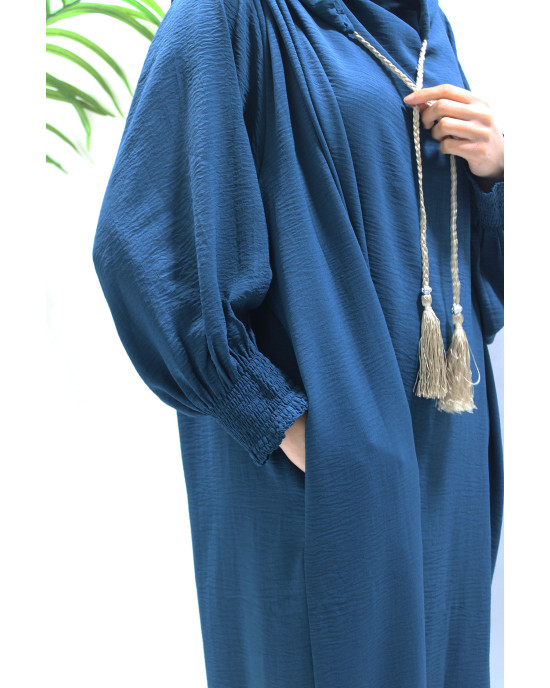Double Hooded Prayer Abaya With Pockets - Teal