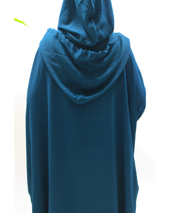 Double Hooded Prayer Abaya With Pockets - Teal