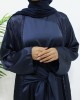 Premium Open Jacket Abaya With Matching Inner Dress - Navy Blue