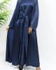 Premium Open Jacket Abaya With Matching Inner Dress - Navy Blue