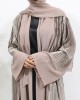 Premium Pleated Satin Open Abaya - Pink Nude