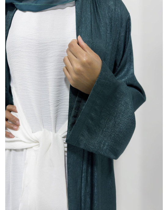 Premium Open Abaya With Inner Slip Dress - Teal