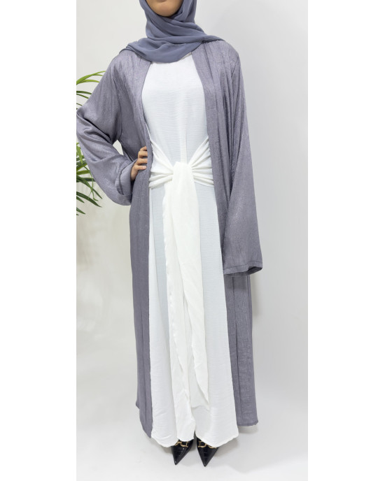 Premium Open Abaya With Inner Slip Dress - Vesper Violet