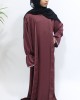 Kids Two Piece Style Open Abaya - Plum