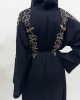 Black Hand Embellished Open Abaya