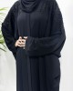 Black On Black Embellished Open Batwing Abaya