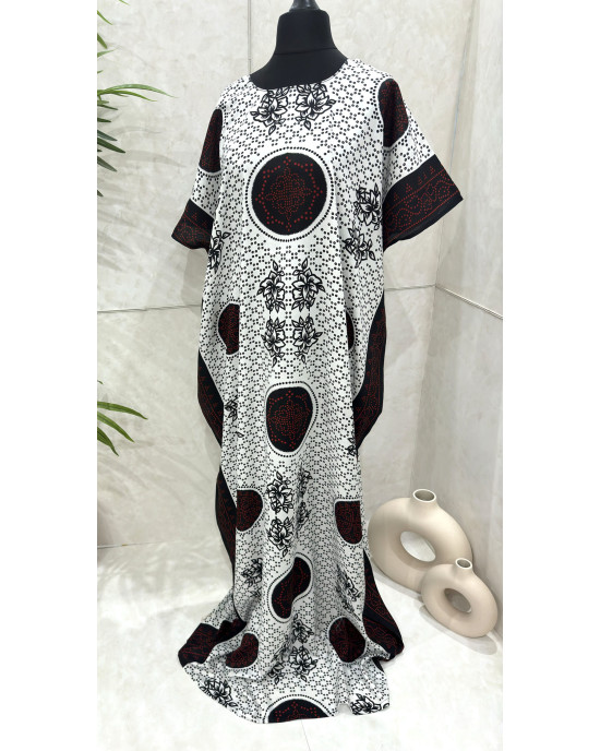 White Shaash Floral Print Baati