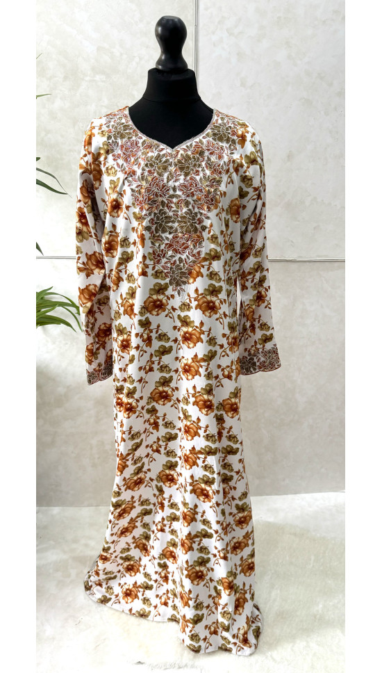 Little Girls Mukhawar Dress - Ocher Orange Floral Print