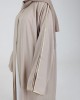 Open Abaya With Detailed Piping - Beige