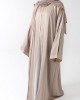 Open Abaya With Detailed Piping - Beige