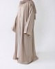 Open Abaya With Detailed Piping - Beige