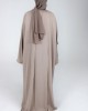 Open Abaya With Detailed Piping - Beige