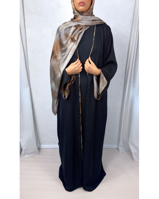 New Open Abaya with Satin Chiffon Lining - Timeless Brown Hues