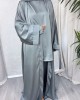 Armani Satin 4-Piece Abaya Set - Dark Sage