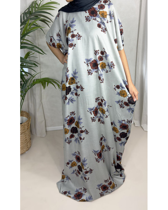 Floral Print Baati Dress - Cool Grey