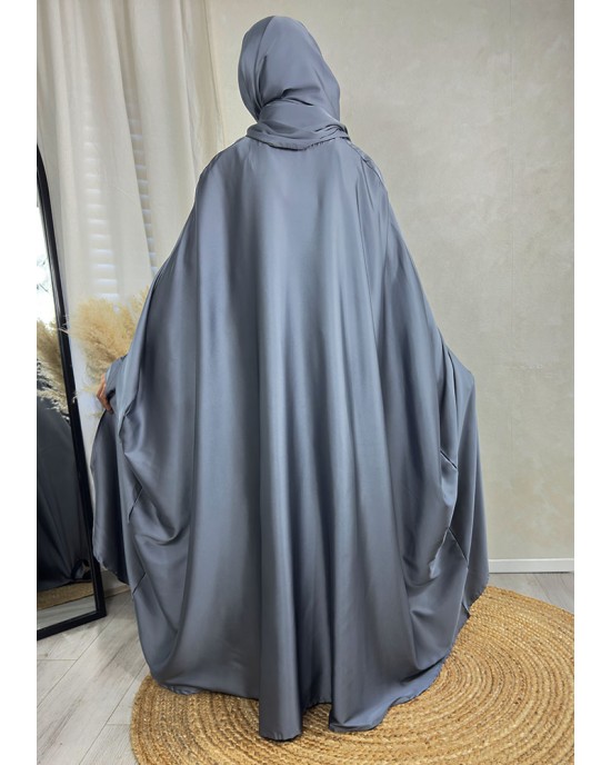 New Childrens 3-Piece Cape Abaya Set - Cool Grey