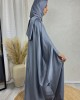 New Childrens 3-Piece Cape Abaya Set - Cool Grey