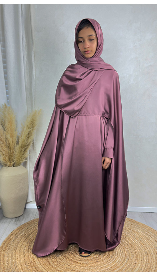 New Childrens 3-Piece Cape Abaya Set - Mulberry