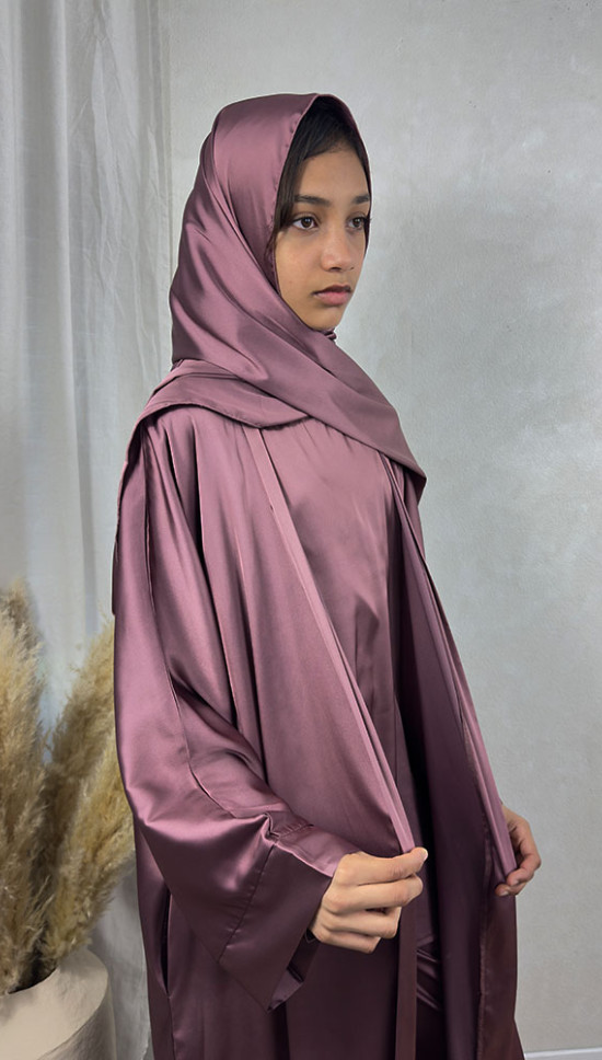 New Childrens 4-Piece Trouser Abaya Set - Mulberry