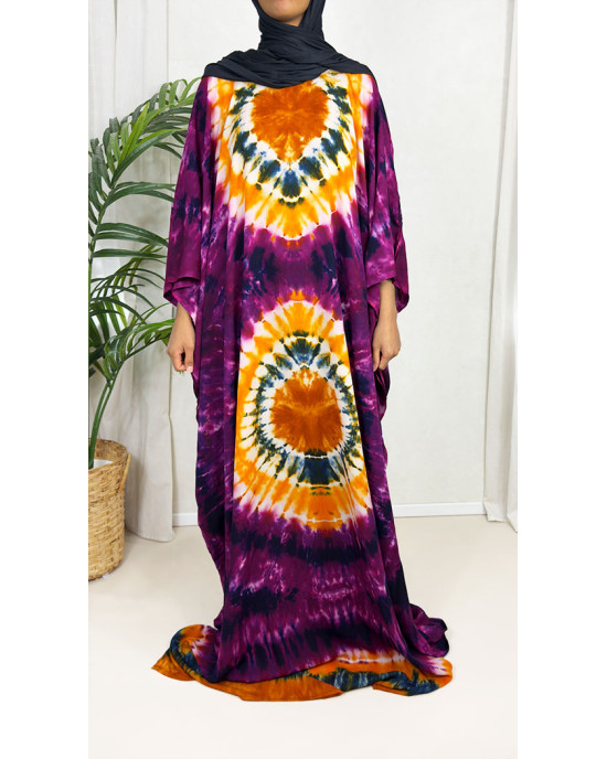 Purple Tie Dye Farasha Baati Dress
