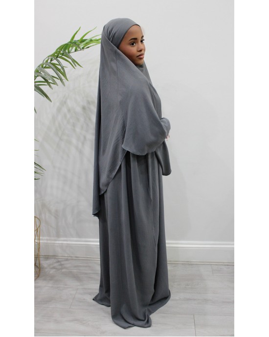 Amani's Abaya And Khimar Set -Grey