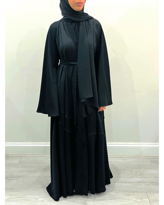 Amani's Black Umbrella-Cut Open Abaya