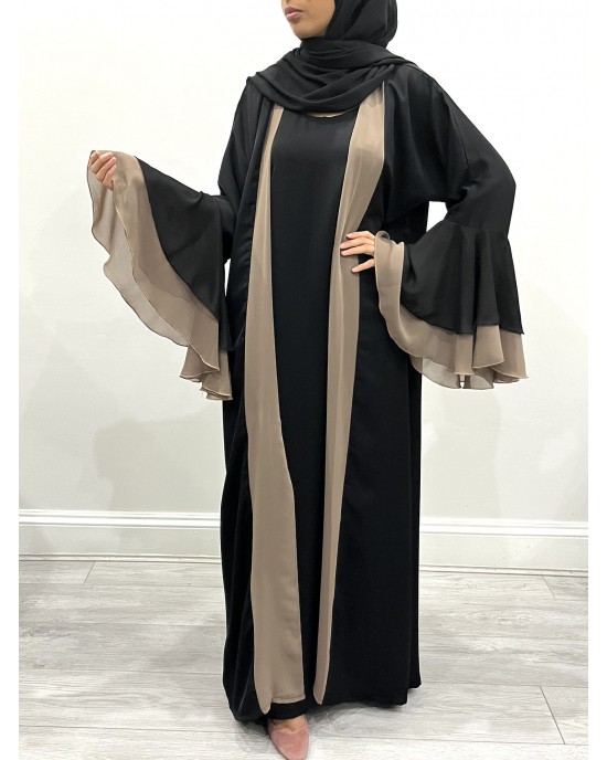 Amani's Black and Mocha Open Style Abaya