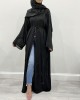 Amani's Black Double Chiffon Embellished Open Abaya