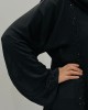 Amani's Double Chiffon Black On Black Embellished Open Abaya