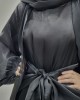 Amani's Three Piece Organza Silk Open Abaya - Black