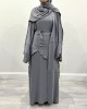 Amani's Three Piece Open Abaya - Slate Gray